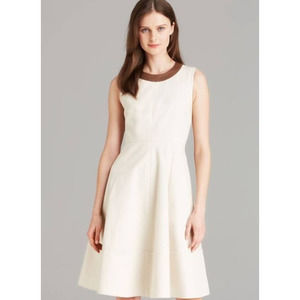 Kate Spade Havana Leather Trim Collar A-Line Dress Size 0‎